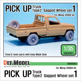 DW35051 Pick up truck Type 2 Sagged Wheel set 1 (for Meng VS004 1/35)