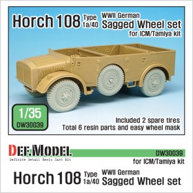 DW30039 WW2 German Horch 108 typ 1a/40 Sagged Wheel set (for ICM/Tamiya 1/35)