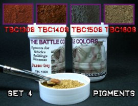 ТВС4  4 pots of pigments THE BATTLE COLORS with thinner Set 4