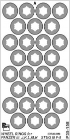 P35 158 Wheel rings for StuG III F-8 or Pz. III J,K,L,M,N