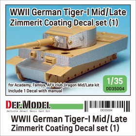 DD35004 WWII Tiger-1 Mid/Late Zimmerit Decal set #1 (1/35) - Restocked