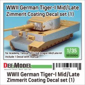DD35004 WWII Tiger-1 Mid/Late Zimmerit Decal set #1 (1/35) - Restocked