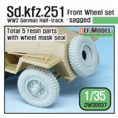 DW30037 WW2 German Sd.kfz.251 Half-track Front wheel set - sagged (for 1/35 kit)