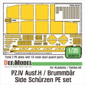 DE35019 PZ.IV Ausf.H Early/Mid Side Schurzen PE set (for Academy, ETC 1/35)