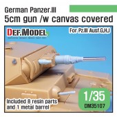 DM35107 WW2 German PZ.III 5cm gun with canvas set (for PZ.III tank 1/35)