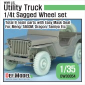 DW30054 WW2 U.S Willys MB Sagged wheel set(2) (for Tamiya, Takom, Dragon, Meng 1/35)