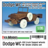 DW30056 WW2 U.S Dodge WC 4X4 snow chained Sagged wheel set (for AFV club, Italeri 1/35)