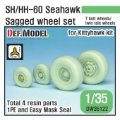 DW35122 US SH/HH-60 Seahawk Sagged wheel set - Twin tail wheel (for Kittyhawk 1/35)