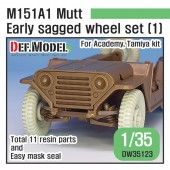 DW35123 US M151A1 Mutt Early sagged wheel set (for Tamiya/Academy 1/35) (Included front suspension parts)