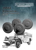 FCM35553 M3 Scout car directional pattern tire wheels, cast for the Tamiya kit
