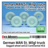 DW35126 German Man 5t. mil gl Truck Sagged wheel set (2) ( for Hobbyboss/Revell 1/35)