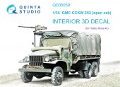QD35059 3D Декаль интерьера GMC CCKW 352 Open Cab 3D-Printed & coloured Interior on decal paper (HobbyBoss)