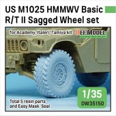 DW35150 US M1025 HMMWV Basic R/T II Sagged wheel set (for Academy, Italeri, Tamiya 1/35) New tooling