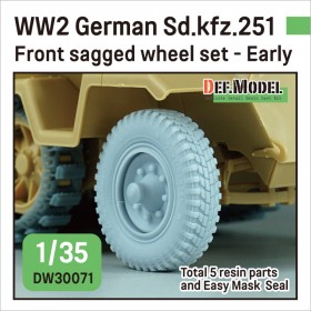DW30071 WW2 German Sd.kfz.251 Half-track front sagged wheel set - Early ( for 1/35 Sd.kfz.251 kit)