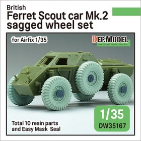 DW35167 British Scout car Ferret Mk.2 Sagged wheel set (for Airfix 1/35)