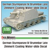 DD35012 WWII SturmpanzerIV Brummbar Late Zimmerit Decal set (1/35 Tamiya new)