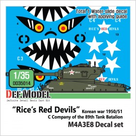 DD35014 Korean war US M4A3E8 Rice s red devils Decal set (1/35 M4A3E8)