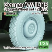 DW35170 German VW ILTIS sagged tire set-(2)G90 (for ACE model 1/35 kit) 