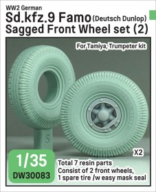 DW30083 WW2 German Sd.Kfz.9 Famo Front wheel set (2) - Deutsch Dunlop (for Tamiya, Trumpeter 1/35)